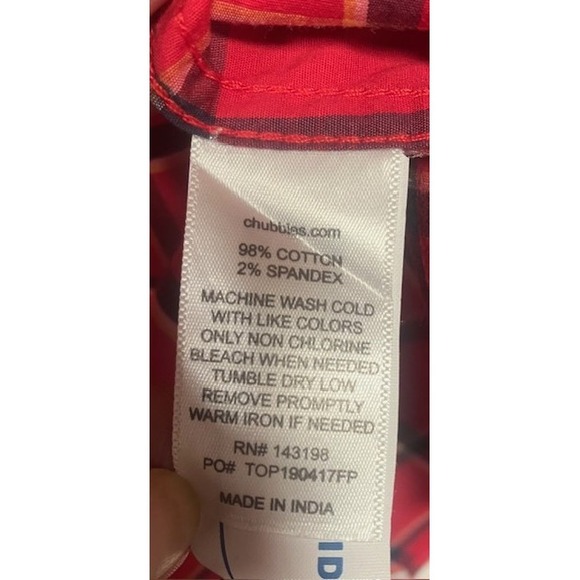 Chubbies‎ Men's Plaid Button Down Shirt Long Sleeve Red Casual Medium - Picture 9 of 10